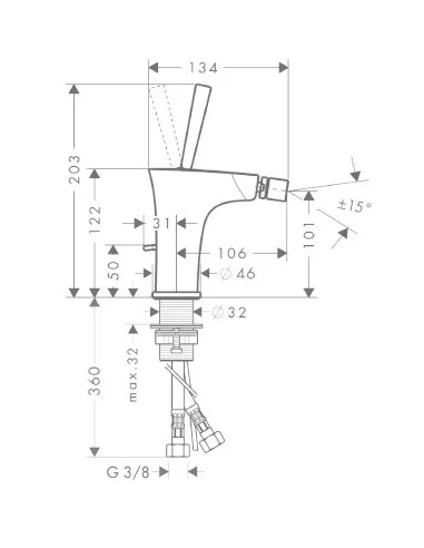 Maišytuvas bide PuraVida chromas/baltas, Hansgrohe