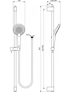 Ideal Standard Idealrain EvoJET Round trujų funkcijų dušo komplektas, 900 mm, chromas