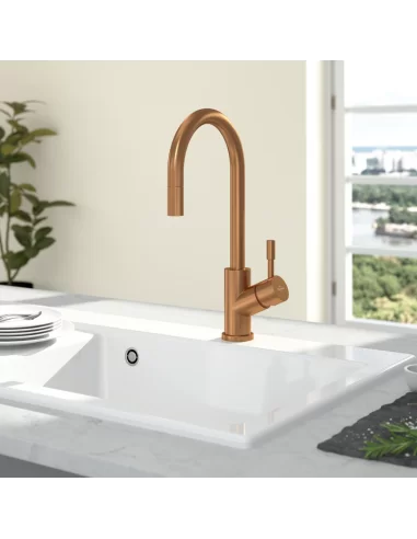 Maišytuvas plautuvei Umbrella Flex su ištraukiama žarna, bronzos sp., Villeroy&Boch
