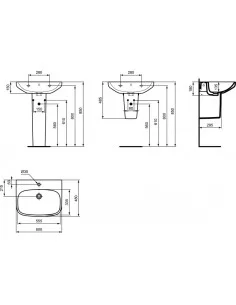 i.life A praustuvas tvirtinamas ant sienos 60 cm (600 x 480 x 150), baltas, Ideal Standard