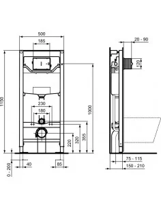 Potinkinis WC rėmas PROSYS 120 M su tvirtinimo elementais, Ideal Standard