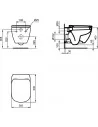 TESI pakabinamas unitazas su paslėptais tvirtinimais (Aquablade), 4,5/3 L, baltas, Ideal Standard