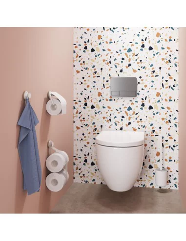 Laikiklis tualetiniam popieriui Urban su dangteliu, metalinis, baltas, Tiger