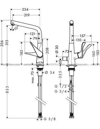 Maišytuvas plautuvei Metris 320 M71, Hansgrohe