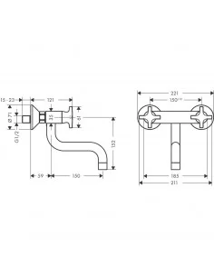 Maišytuvas plautuvei sieninis Logis M32, Hansgrohe