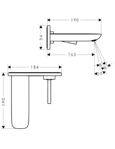 Maišytuvas praustuvo potinkinis PuraVida 165mm chromas, Hansgrohe