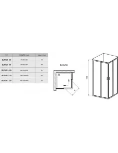 Stačiakampė dušo kabina Blix BLRV2K 80-120 cm, RAVAK