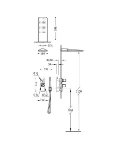 Dušo sistema potinkinė termostatinė Project-Tres, 2 krypčių, TRES
