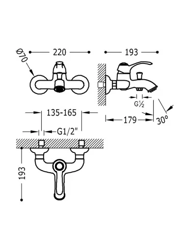 Maišytuvas dušui su rankiniu dušu Tres Clasic, TRES
