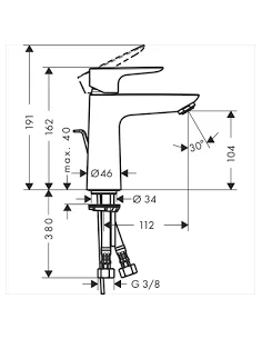 Maišytuvas praustuvui Talis E 110, Hansgrohe