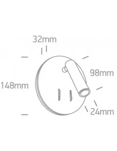 Virštinkinis sieninis dviejų krypčių šviestuvas, Baltas, 65746B/W/W, ONE LIGHT