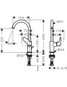 Maišytuvas praustuvui aukštas Logis 210, Hansgrohe