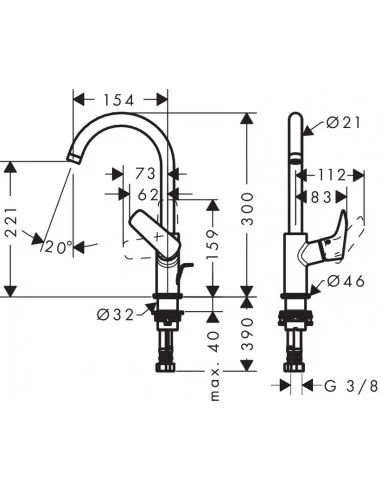 Maišytuvas praustuvui aukštas Logis 210, Hansgrohe