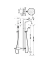 Dušo sistema termostatinė Tres Clasic, teleskopinis laikiklis, TRES