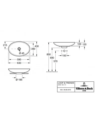 Praustuvas dubuo Loop & Friends 430x630 mm, Villeroy&Boch