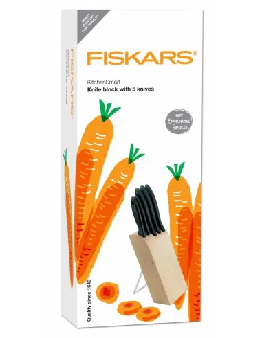 Peilių rinkinys su dėklu Essential, 5 peilių, Fiskars