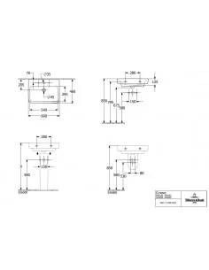 Praustuvas pakabinamas O.Novo 550, 600, 650, Villeroy & Boch