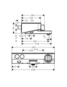 Maišytuvas vonios termostatinis ShowerTablet Select 300 chromas, Hansgrohe