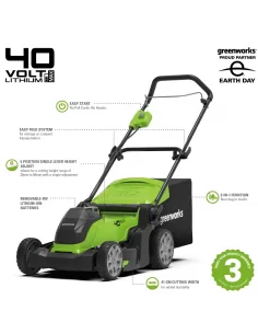 Vejapjovė 41Cm, 40V su 4Ah akumuliatoriumi g40lm41k4, Greenworks