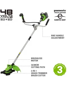 Styginė Žoliapjovė, 2x24V su dviem 4Ah akumuliatoriais gd24x2bcbk4x, Greenworks