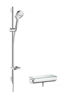 Maišytuvas dušo termostatinis su dušo komplektu Ecostat Select Combi Raindance Select E120 chromas/baltas, Hansgrohe