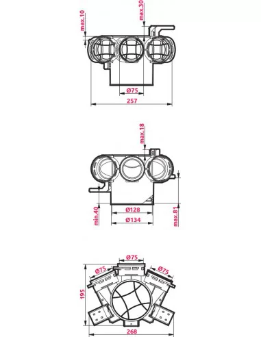 Difuzoriaus dėžutė plastikinė DN125-2x75, Prodmax