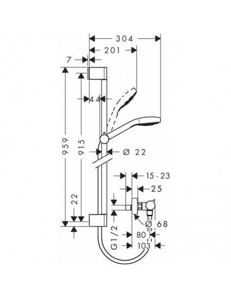 Maišytuvas dušo termostatinis su dušo komplektu Croma Select S vario Combi, Hansgrohe