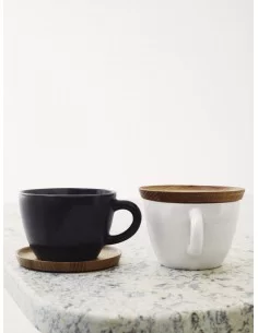 Espresso puodelis HK 100ml su medžio lėkštele, blizgios baltos sp., Rörstrand