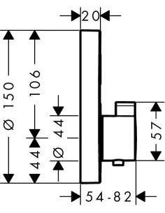 Maišytuvas dušo potinkinis termostatinis ShowerSelect S 1 funkcijos chromas, Hansgrohe