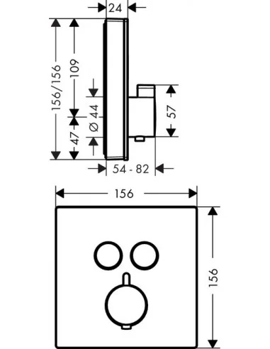 Maišytuvas dušo termoststinis potinkinis ShowerSelect glass 2 funkcijos chromas/baltas, Hansgrohe