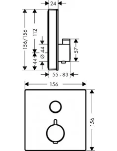 Maišytuvas dušo termostatinis potinkinis ShowerSelect glass 1 funkcija chromas/juodas, Hansgrohe