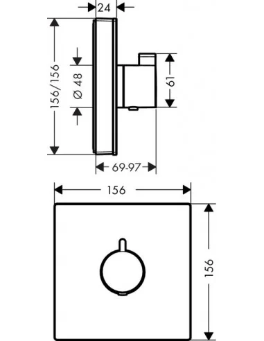 Maišytuvas dušo termostatinis potinkinis ShowerSelect glass chromas/juodas, Hansgrohe