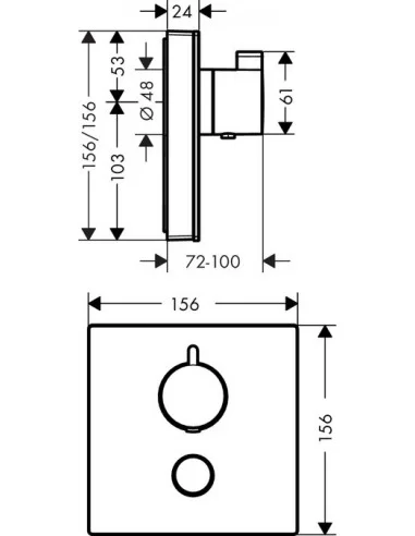 Maišytuvas dušo termostatinis potinkinis ShowerSelect glass 1 chromas/juodas, Hansgrohe