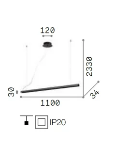 Pakabinamas LED šviestuvas v-line black, Ideal lux