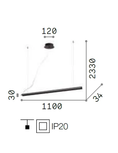 Pakabinamas LED šviestuvas v-line black, Ideal lux