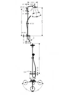 Dušo sistema su termostatiniu maišytuvu voniai Raindance S Showerpipe 240, Hansgrohe