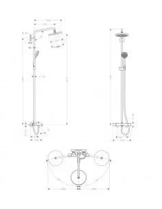 Dušo sistema su termostatiniu maišytuvu Croma 220 Showerpipe, Hansgrohe