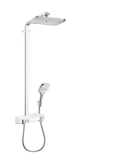 Dušo sistema su termostatiniu maišytuvu Raindance Select E Showerpipe 360 1jet. Chromas/baltas, Hansgrohe