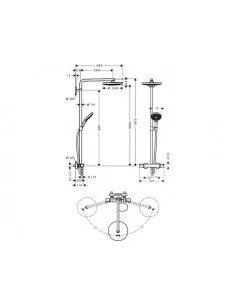 Dušo sistema su termostatiniu maišytuvu Raindance Select S 240 2jet chromas, Hansgrohe