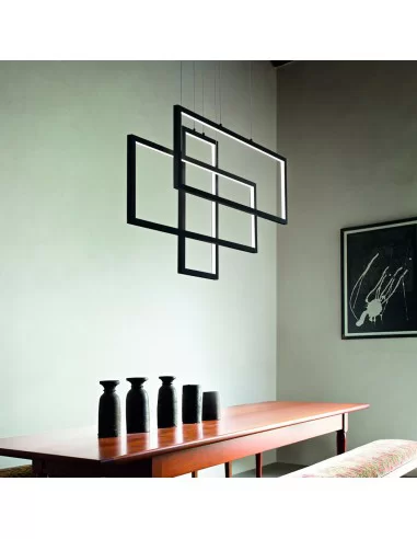 Pakabinamas šviestuvas frame black stačiakampis, Ideal lux