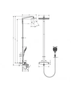 Dušo sistema voniai su termostatiniu maišytuvu Raindance select 360 chromas, Hansgrohe