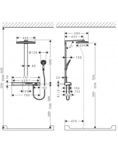 Dušo sistema su termostatiniu maišytuvu Rainmaker Select 400 3jet chromas, Hansgrohe