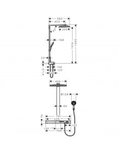 Dušo sistema su termostatiniu maišytuvu Rainmaker Select 460 2jet chromas, Hansgrohe