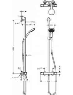 Dušo sistema su termostatiniu maišytuvu Chroma Select E chromas, Hansgrohe