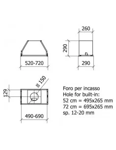 Juodos spalvos į spintelę montuojamas gartraukis Baraldi BLOCK Star Plus 52 cm 700m3/h