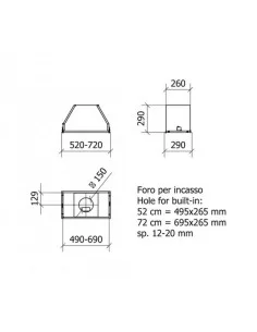 Baltos spalvos į spintelę montuojamas gartraukis Baraldi BLOCK Star Plus 52 cm 700m3/h