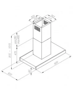 90 cm pločio erdvinis gartraukis BREGO Quatro Black W 90