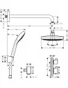 Dušo sistemos potinkinis komplektas Croma Select S, Hansgrohe