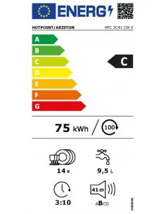 60cm. pločio ner.plieno spalvos laisvai pastatoma indaplovė Hotpoint HFC 3C41 CW X