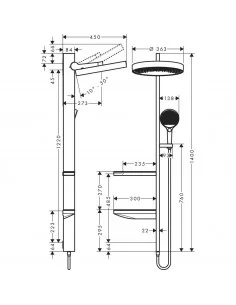 Dušo komplektas su dviem dušo galvom Rainfinity Showerpipe 360 1jet, Hansgrohe